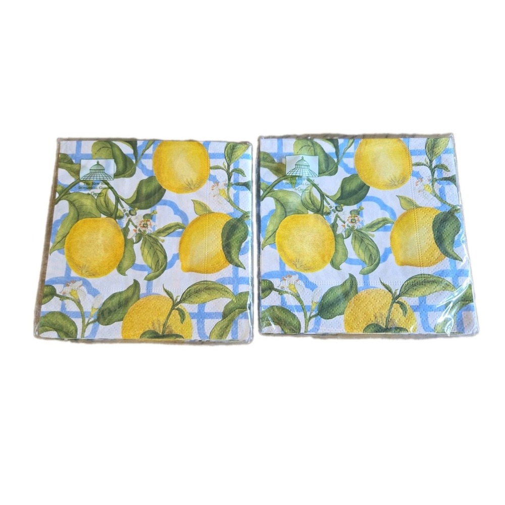 Caspari New York Botanical Garden  Napkins~Seville Ivory Lemons 40 Napkins NIP